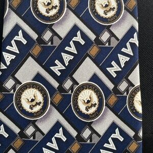 United States Navy Necktie men’s Blue Gray Silk W/Navy Logo by Larson USNavy‎